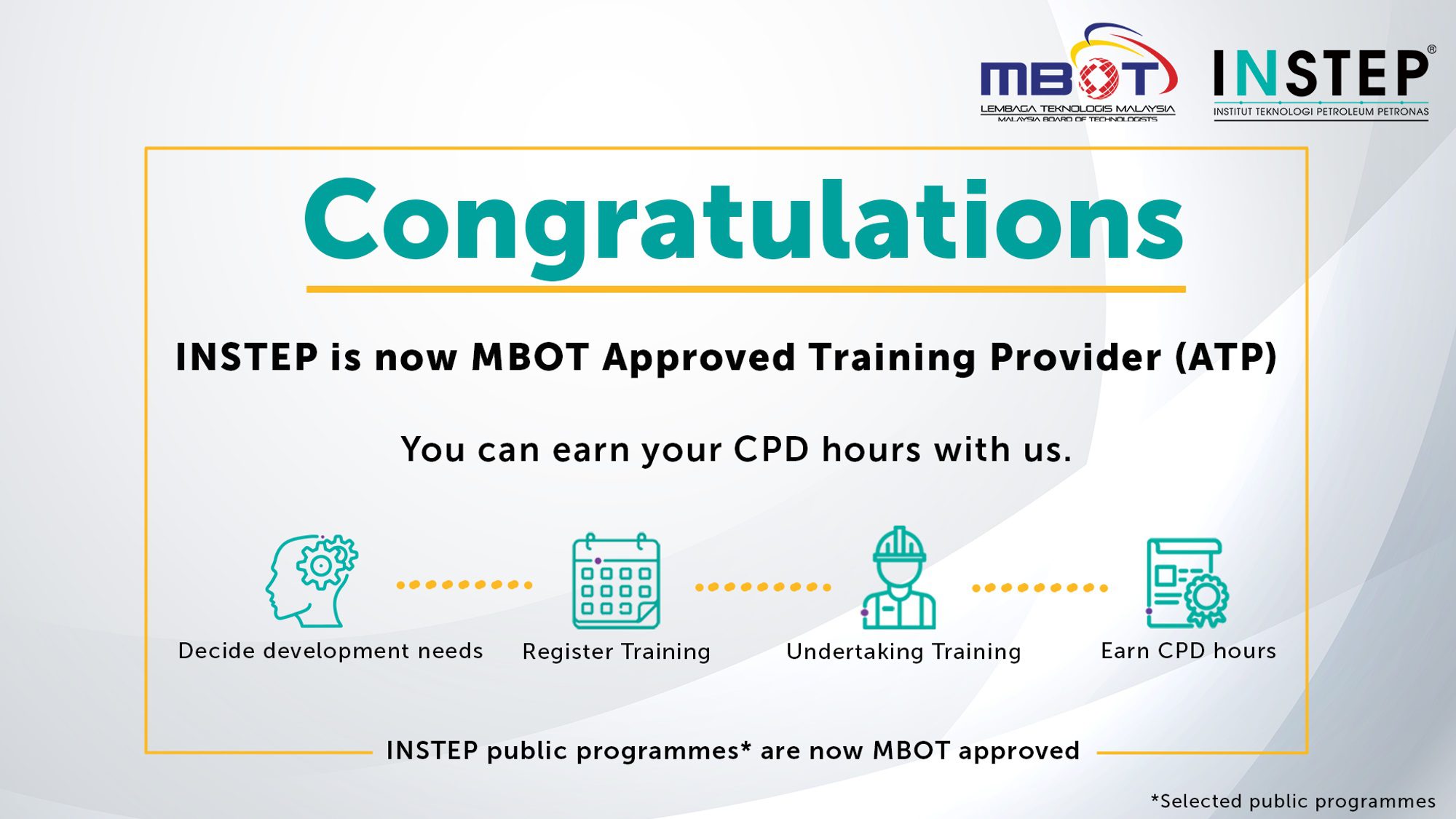 INSTEP is now Malaysia Board of Technologists (MBOT) Approved Training Provider (ATP)